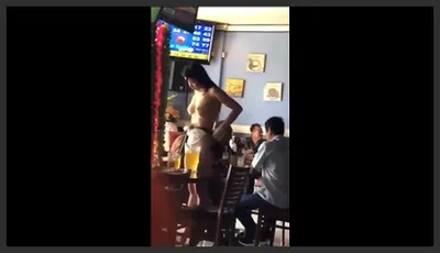 Female Beer Bar Waitress Caught on Hidden Camera