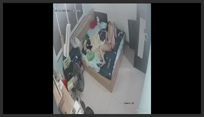 Hack Camera of College Girl Lying in Prostitute Masturbating While Watching Sex