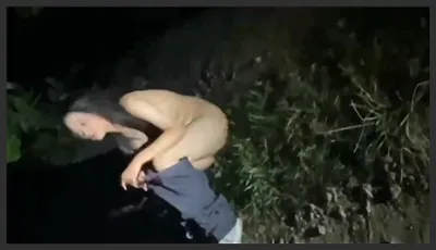 Rape Girl with Big Ass in the Middle of the Street at Night