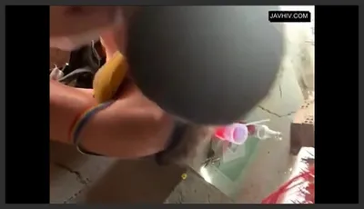 Drinking coffee and getting a blowjob from a waitress